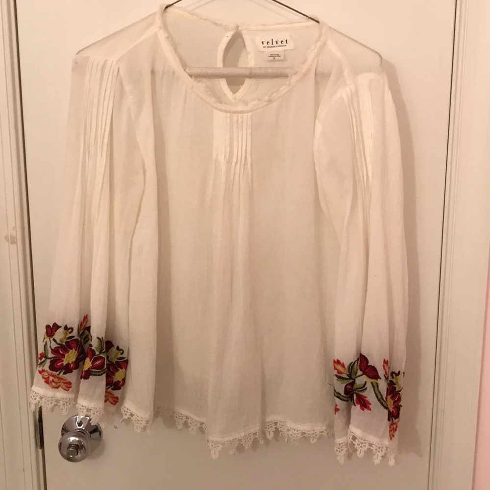White Long Sleeve Anthropologie Top